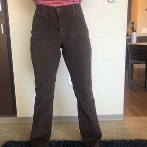Mid-Rise Brown Flare Corduroy Pants